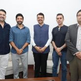 Farhan Akhtar, Ritesh Sidhwani and Devraj Sanyal meet CM Devendra Fadnavis to applaud WAVES 2025
