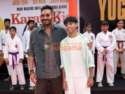Photos: Ajay Devgn and Yug Devgan grace the trailer launch of Karate Kid: Legends
