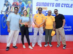 Photos: Suniel Shetty, Sooraj Pancholi, and Akanksha Sharma snapped promoting Kesari Veer at cycle marathon