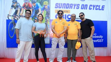 Photos: Suniel Shetty, Sooraj Pancholi, and Akanksha Sharma snapped promoting Kesari Veer at cycle marathon
