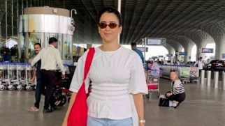 Sanya Malhotra greets paps with a smile at the airport