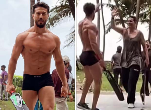 Tiger Shroff shows off six-pack abs and batting skills in fun cricket session with Akshay Kumar; watch