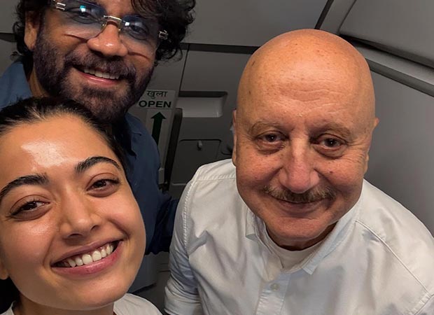 Anupam Kher shares delightful selfie with Rashmika Mandanna and Nagarjuna on flight from Hyderabad; watch