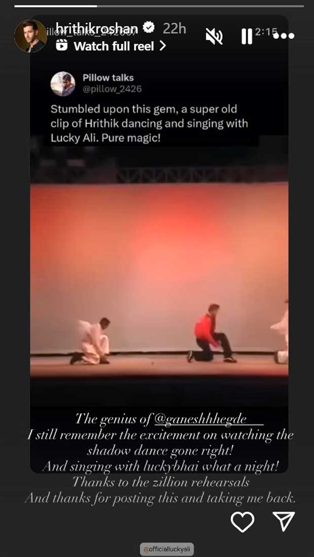 Hrithik Roshan gets nostalgic over rare throwback video of stage performance with Lucky Ali