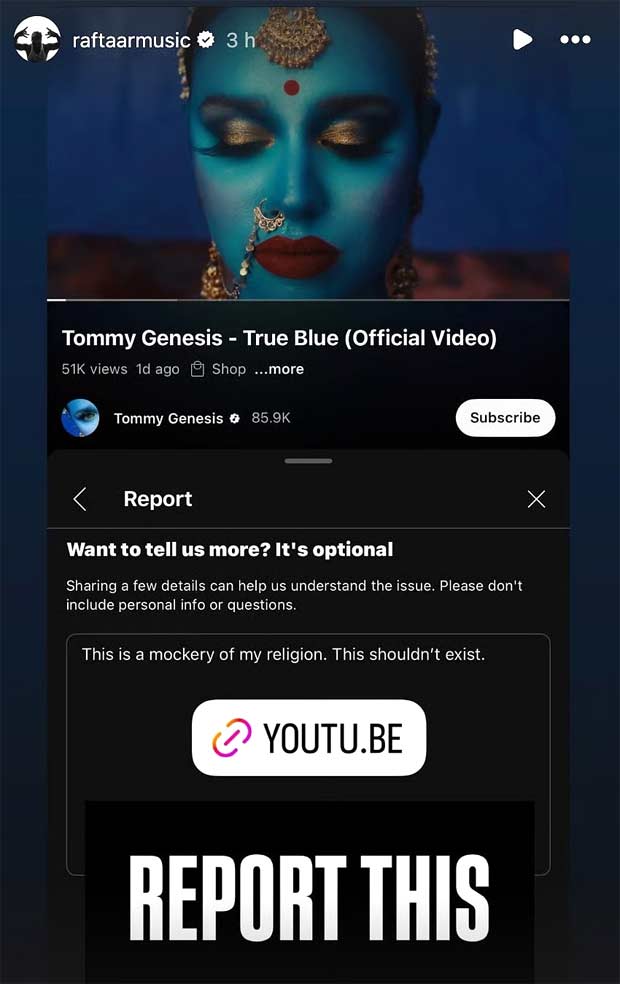 Raftaar SLAMS Canadian rapper Tommy Genesis for “Mocking” Hindu deity in ‘True Blue’ song, urges fans to report the music video