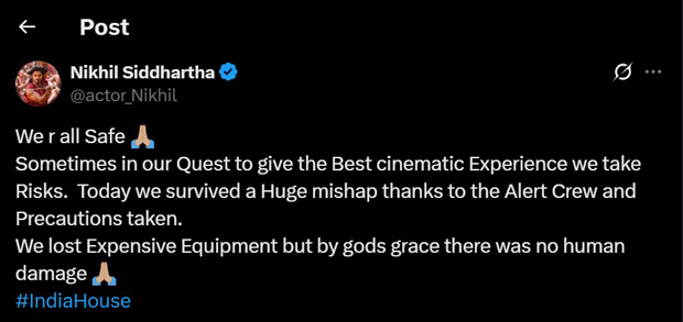 Ram Charan produced The India House faces flooding mishap on set; Nikhil Siddhartha confirms “Crew is safe”