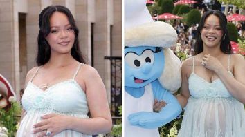 Rihanna turns heads in ice-blue gown at The Smurfs premiere, flaunts baby bump