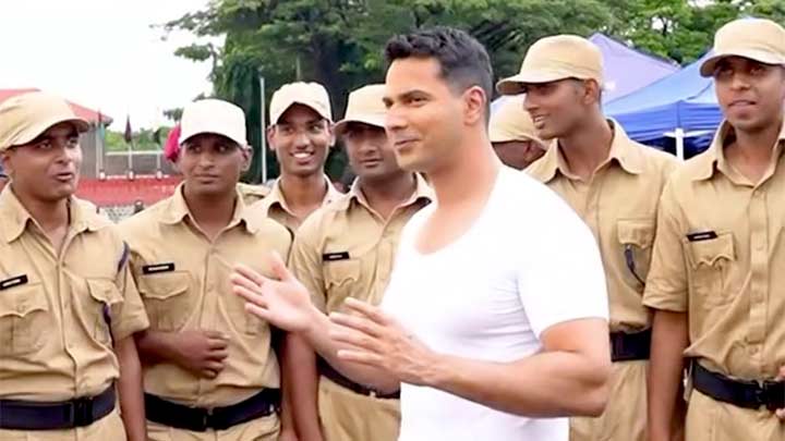 Varun Dhawan’s fun workout sesh with Indian soldiers