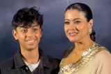 Kajol in a beautiful golden saree spotted with son yug