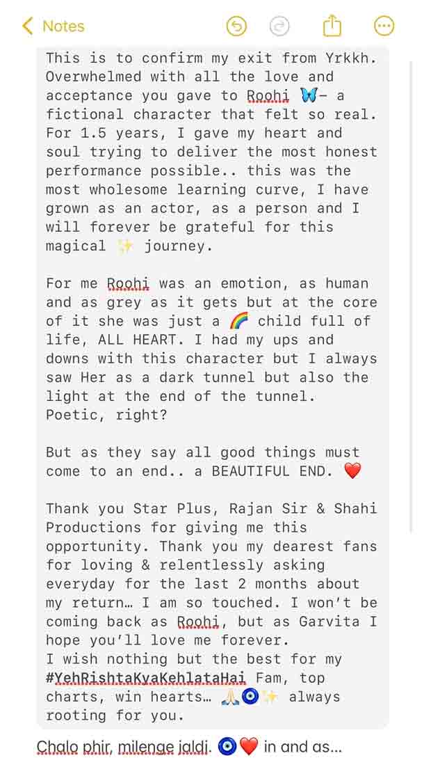 गार्विता साधवानी ये नहीं लौटने के लिए रिश्ता क्या केहलाता है; कहते हैं, 