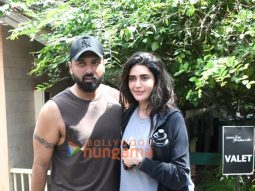 Photos: Karishma Tanna and Varun Bangera snapped outside a gym in Bandra