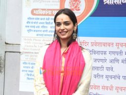 Photos: Manushi Chhillar seeks blessings at Siddhivinayak Temple before the release of Maalik