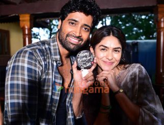 Photos: Mrunal Thakur celebrates pre-birthday on the sets of Dacoit with Adivi Sesh and the rest of the team