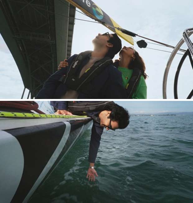 Rajkummar Rao and Patralekhaa set sail across Waitematā Harbour in Auckland; see pics