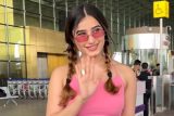 Rasha Thadani’s school girl airport look