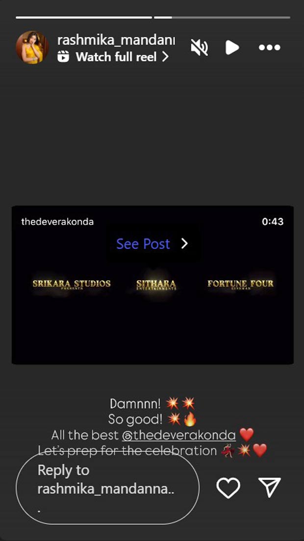 Rashmika Mandanna hypes Vijay Deverakonda starrer Kingdom teaser with fiery post; says, "Damnnn! so good"