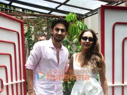 Photos: Malaika Arora snapped with son Arhaan Khan outside a restaurant in Juhu