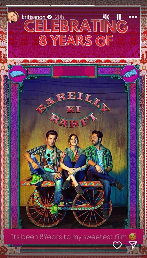 Kriti Sanon gets nostalgic as Bareilly Ki Barfi turns 8: “My sweetest film”
