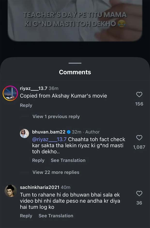 Bhuvan Bam claps back at troll accusing him of copying Akshay Kumar’s Cuttputlli dialogue
