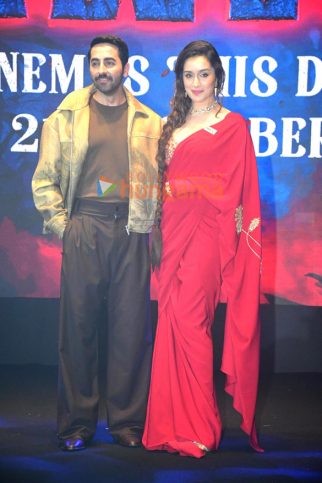 Photos: Ayushmann Khurrana, Shraddha Kapoor, Dinesh Vijan, Amar Kaushik, Niren Bhatt and others grace the trailer launch of Thamma