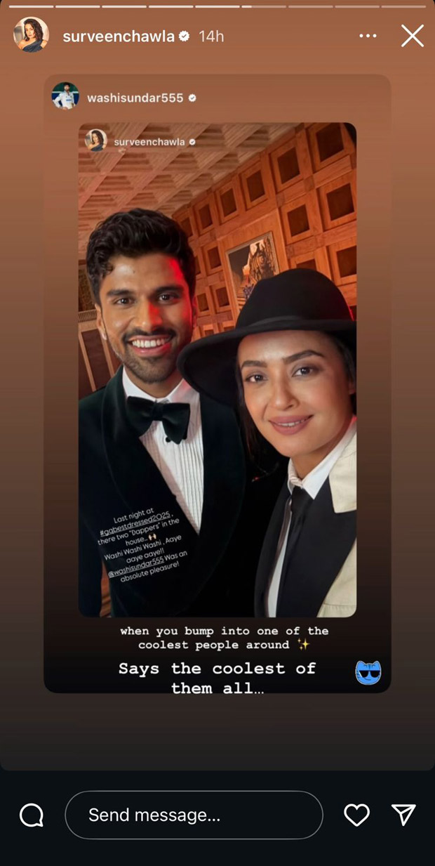 Washington Sundar gives a sweet reply to Surveen Chawla after her fangirl moment; calls her “one of the coolest people around” 