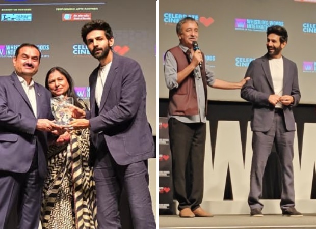 EXCLUSIVE: Kartik Aaryan, Rajkumar Hirani honoured by Gautam Adani at Subhash Ghai's Whistling Woods International; Hirani hails Adani's speech: "I would call it the SHOLAY of speeches!"
