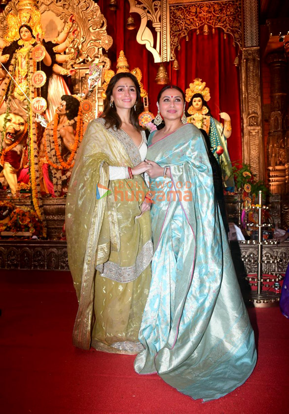photos alia bhatt rani mukerji karan johar kajol and others snapped at 79th north bombay sarbojanin durga puja 2