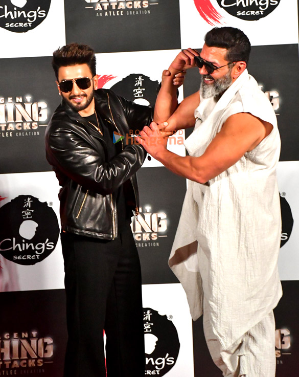 photos ranveer singh bobby deol atlee and sreeleela attend the launch of chings desi chinese advertisement 2