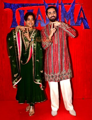 Photos: Rashmika Mandanna, Ayushmann Khurrana and others snapped promoting Thamma in Mumbai