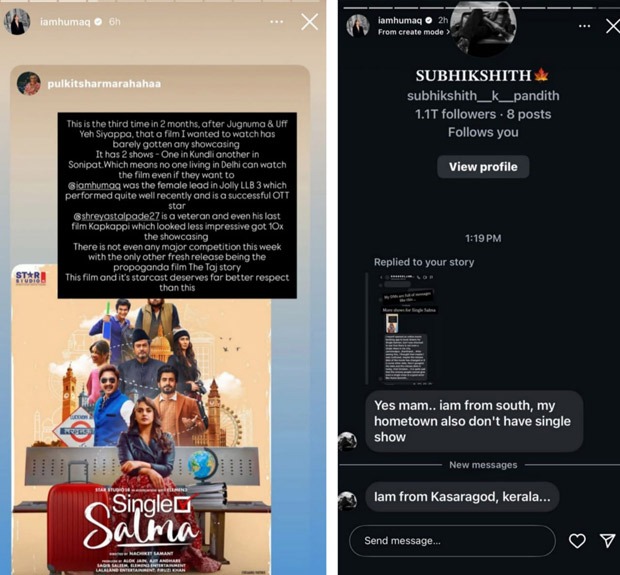Huma Qureshi calls out lack of shows for her film Single Salma