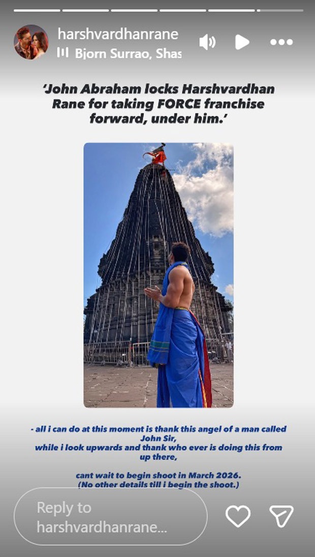 Harshvardhan Rane joins John Abraham starrer Force franchise; actor reveals he will take the legacy forward 