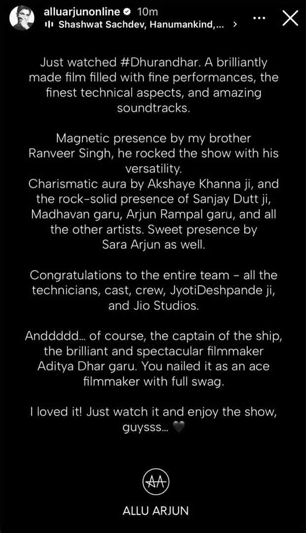 Dhurandhar: Ranveer Singh starrer wins the hearts of Allu Arjun and Rohit Shetty