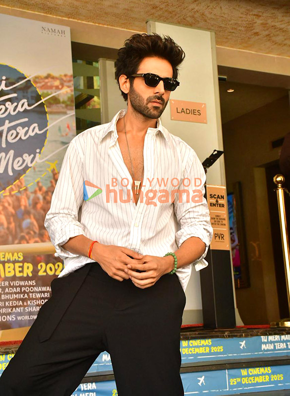 photos kartik aaryan ananya panday karan johar and others grace the trailer launch of tu meri main tera main tera tu meri 5