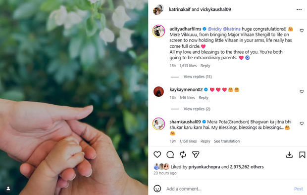 Aditya Dhar REACTS to Vicky Kaushal and Katrina Kaif naming their son Vihaan; calls it a “full circle” moment