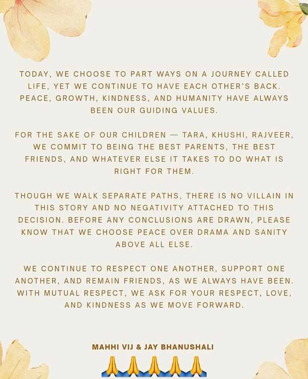  “We choose peace over drama”