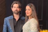 Neil Nitin Mukesh poses with wife Rukmini at Nupur & Stebin Ben’s reception
