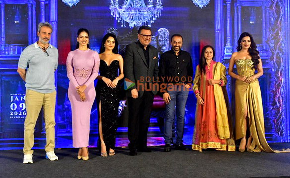 photos nidhhi agerwal malavika mohanan riddhi kumar and others grace nache nache song launch from the rajasaab 1