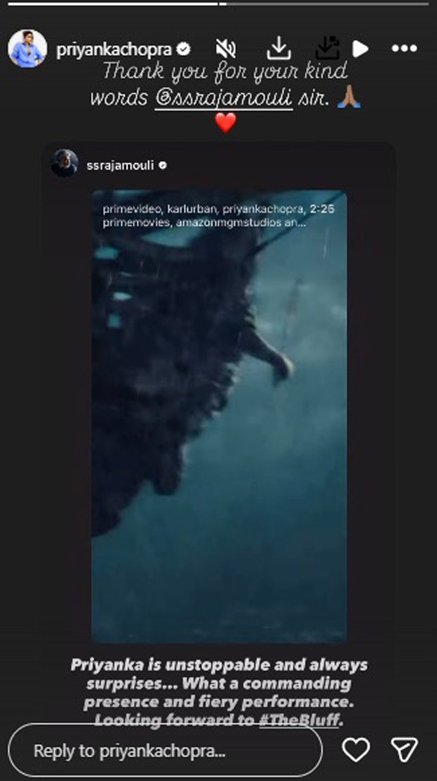 “Priyanka Chopra is unstoppable and always surprises,” says SS Rajamouli as he gives shoutout to The Bluff