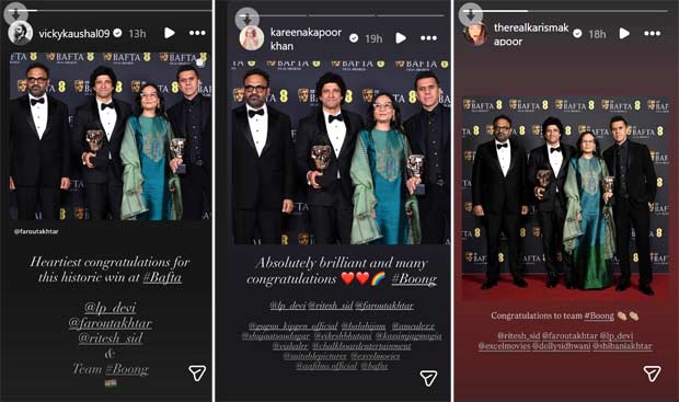 BAFTA 2026: Priyanka Chopra, Vicky Kaushal, Kareena Kapoor Khan applaud Farhan Akhtar, Ritesh Sidhwani and team of Boong for historic win 