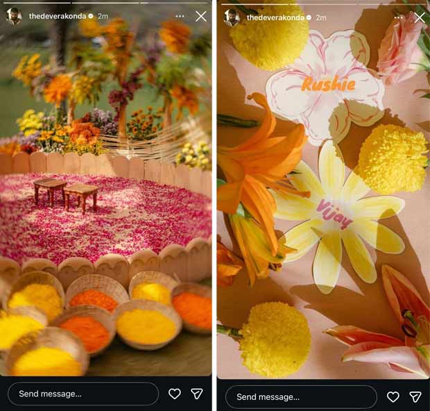 Vijay Deverakonda-Rashmika Mandanna Wedding: Haldi décor boasts of dreamy marigold and rose-petal setup; pics inside