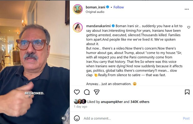 Mandana Karimi calls out Boman Irani over his recently posted viral video on Donald Trump; questions ‘timing’ in pointed note