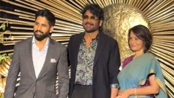 Nagarjuna pose with son Naga Chaitanya