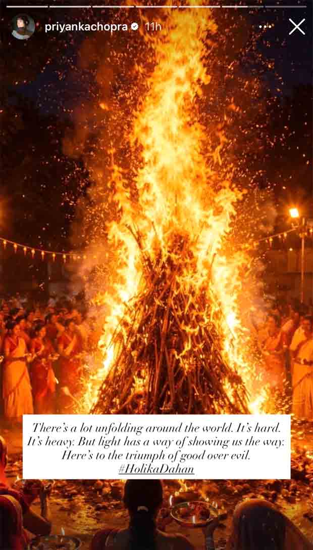 Priyanka Chopra marks Holika Dahan with message of hope amid Middle East tensions