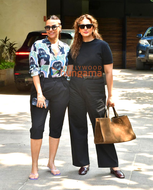 photos neha dhupia huma qureshi saqib saleem and angad bedi snapped in juhu 2