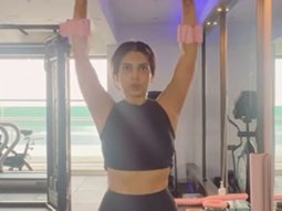 We see pink dumbells! Bhumi Satish Pednekkar