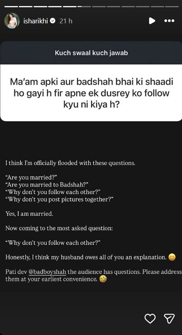 क्या बादशाह ने गुपचुप तरीके से की ईशा रिखी से शादी? एक्ट्रेस ने आखिरकार चुप्पी तोड़ी और रैपर के साथ कोजी फोटो शेयर की