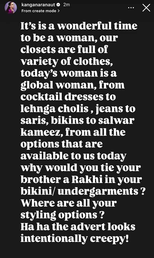 Kangana Ranaut SLAMS Kriti Sanon’s outfit in Raksha Bandhan ad: “Why would you tie your brother a Rakhi in your bikini?”