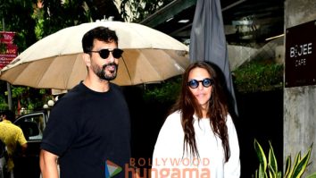 Photos: Neha Dhupia, Angad Bedi and Rukmini Vasanth snapped outside a cafe in Bandra