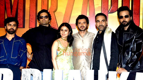 photos pankaj tripathi ali fazal shweta tripathi farhan akhtar ritesh sidhwani sonal chauhan divyenndu abhishek banerjee and rasika dugal snapped at the trailer launch of mirzapur 19