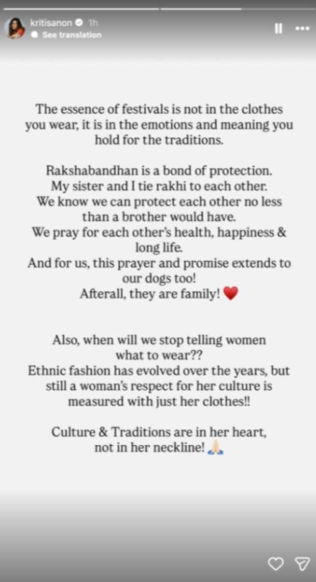 Kriti Sanon hits back at outfit criticism over Raksha Bandhan Ad: “When will we stop telling women what to wear?”